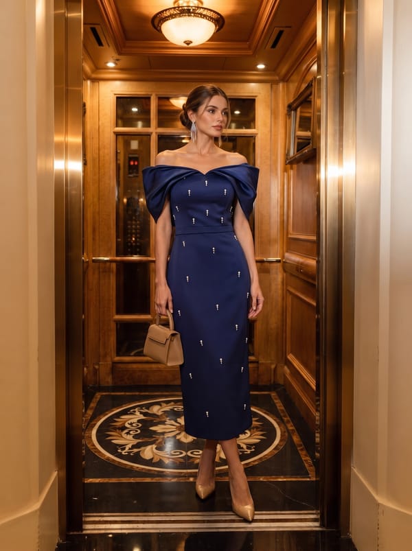 Pearl Off-Shoulder Bow Midi Dress — Sibel Aydin