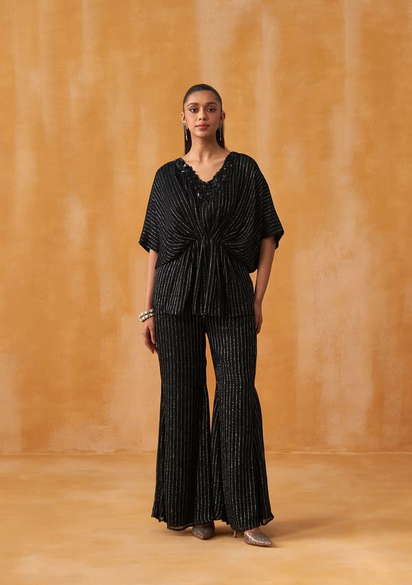 Lurex Kaftan Co-ord Set (Black) — AMOSHI