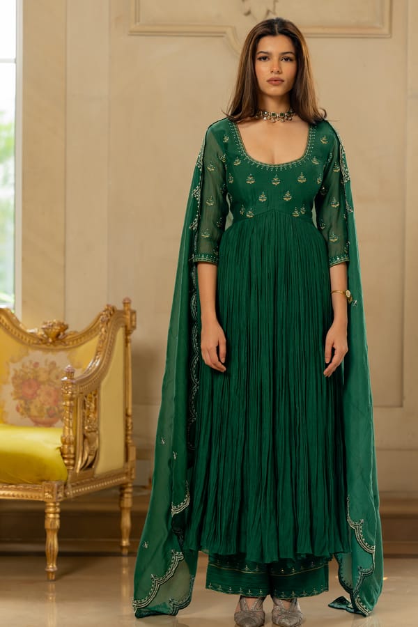 Larissa Anarkali Set � Green — Paulmi and Harsh
