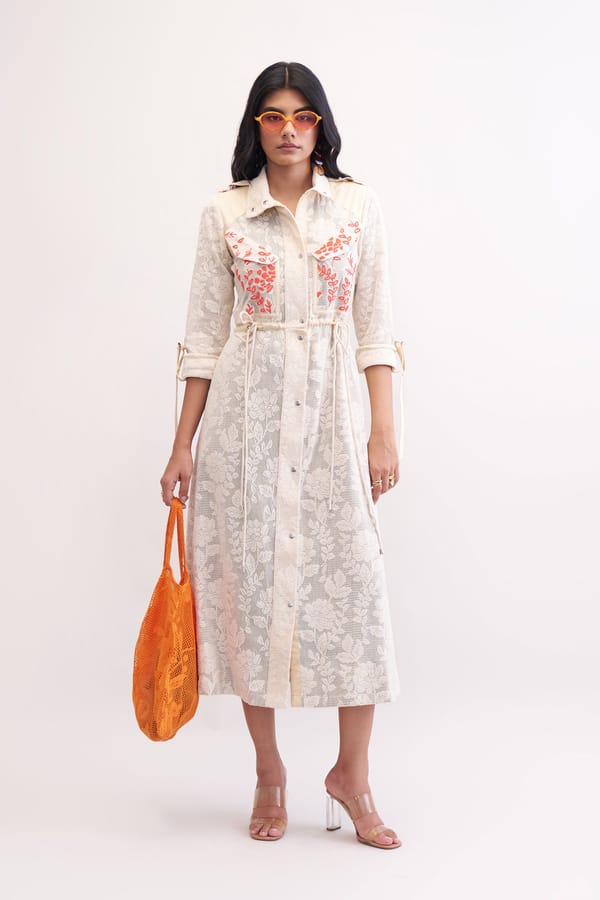 Ivory Lace Trench Coat with Embroidered Detail — Our Love