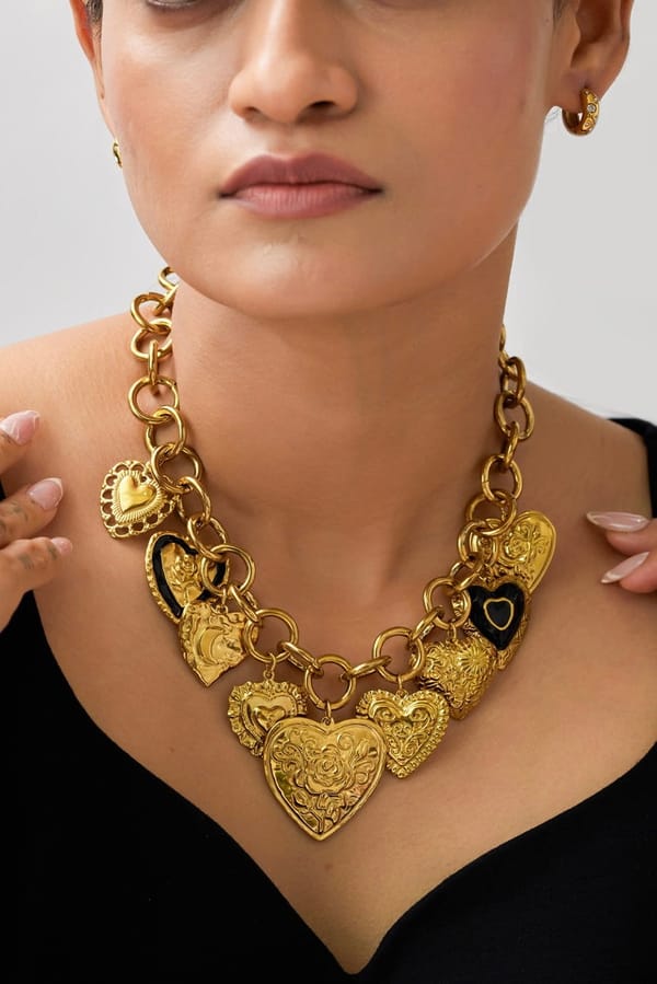 Tia Vintage Multi Heart Necklace — Amossh