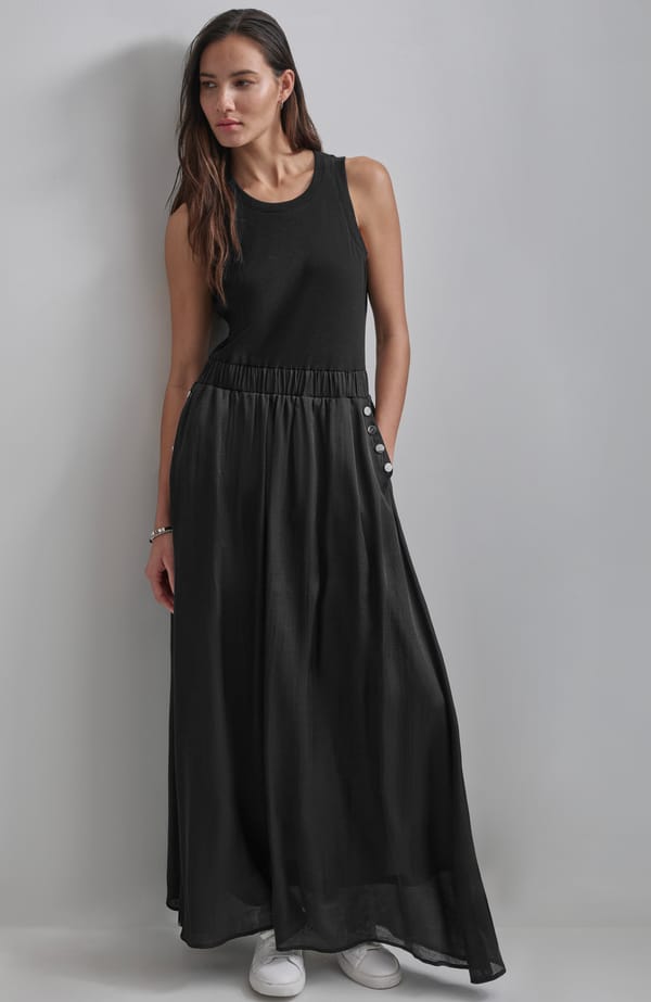 Black Sleeveless Round Neck Maxi Dress — DKNY