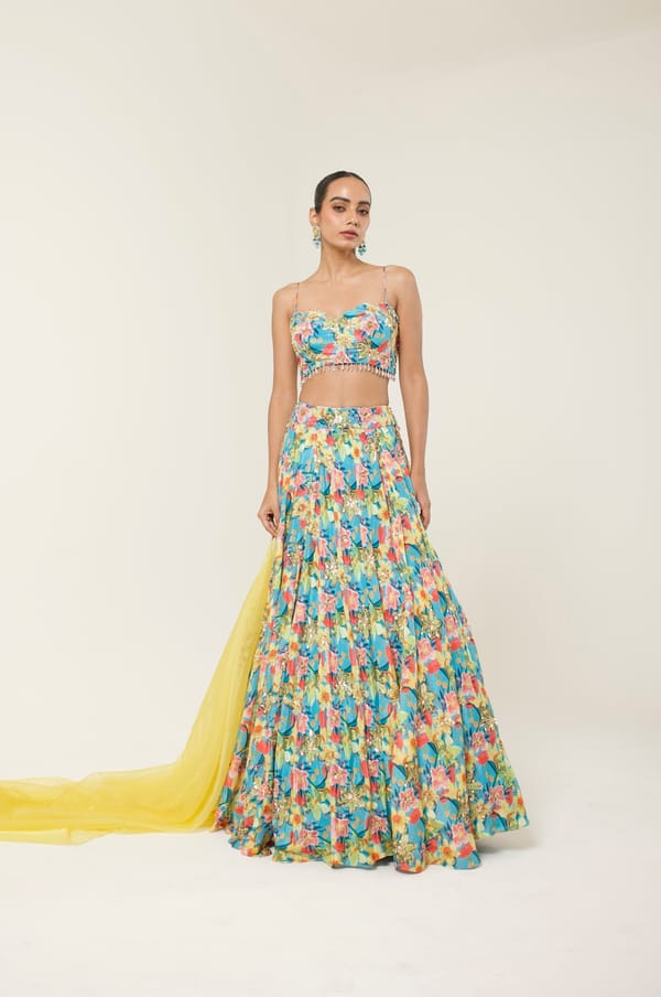 Tropical Muse Printed Lehenga Set — LIBAS CAFE