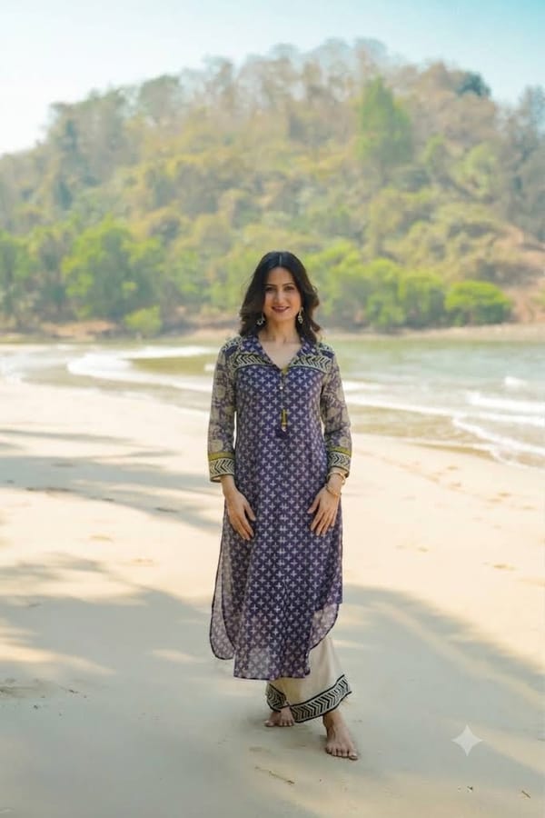 Vayu Mul Chanderi Block Print Kurta Set — MAHEE JAIPUR