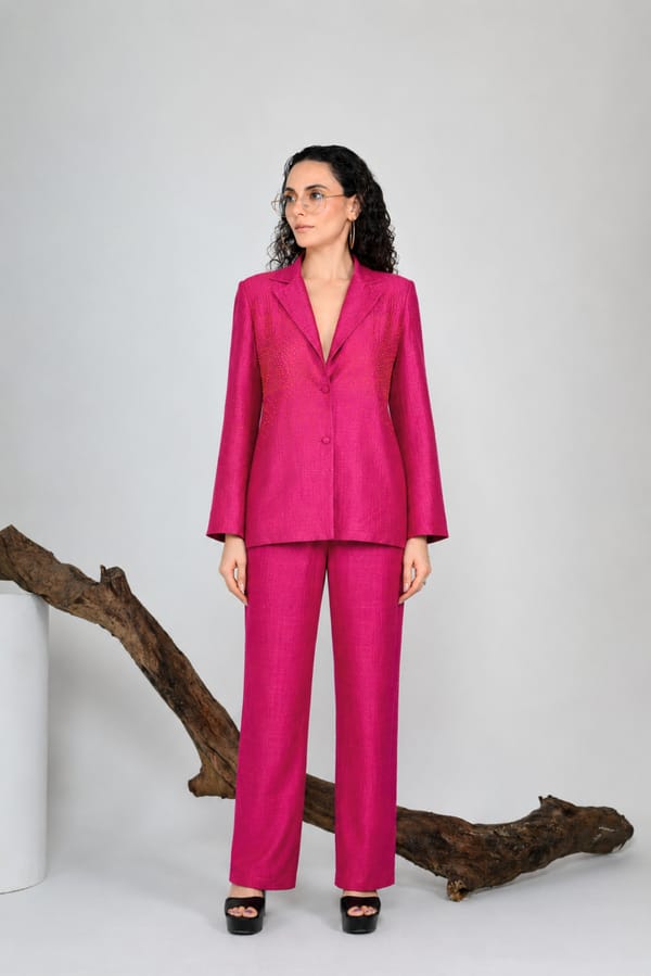 Fuscia Heiress Blazer Set — The Dramebaaz Company