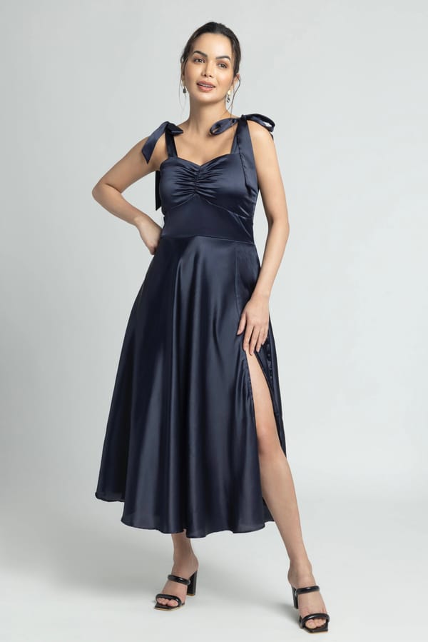 Navy Nights Sweetheart Midi Dress — Julo