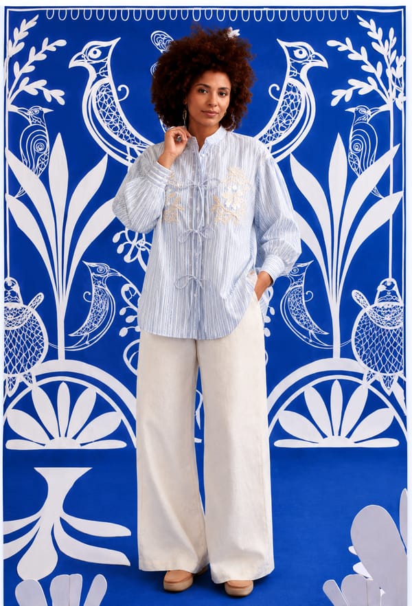 Moonlit Owl Tie-Up Shirt — ANISETTE