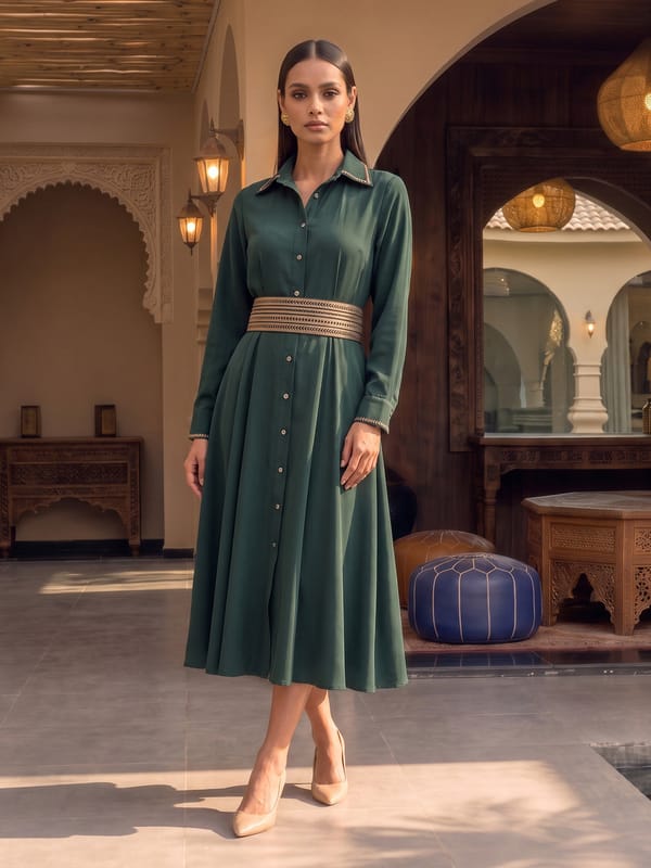 Midas Patchwork Belted Midi Dress — HOUSE OF FETT