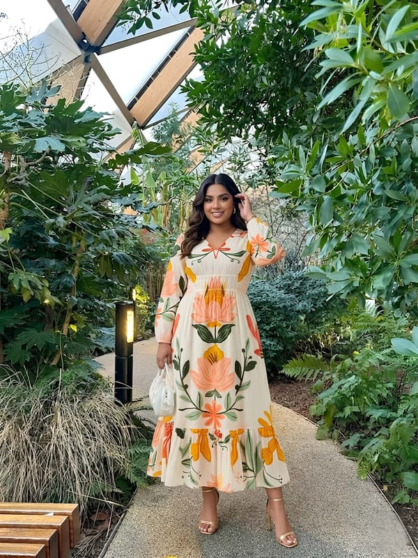Blush Printed Midi Dress — POPPI