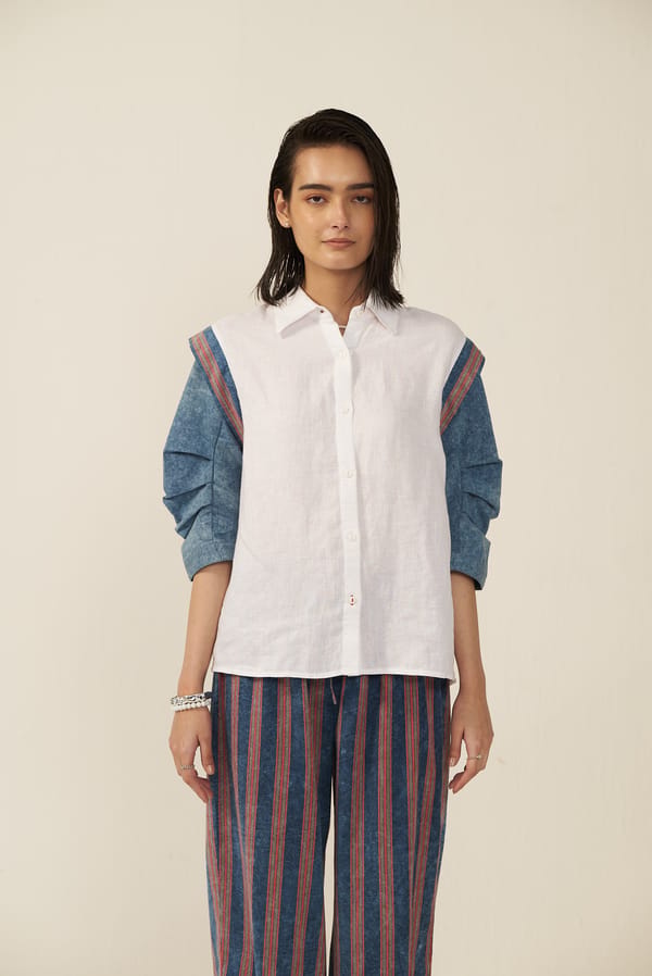 Blue Striped Midi Skirt — Muvazo