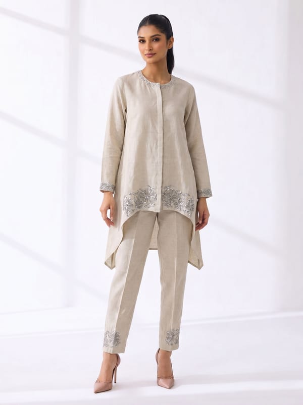 Beige Linen Tunic and Pants Co-ord Set — Linen Bloom