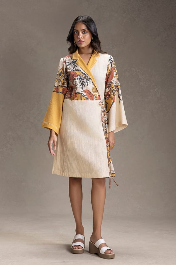 Kyomi Printed Overlap Dress — SOUP by Sougat Paul