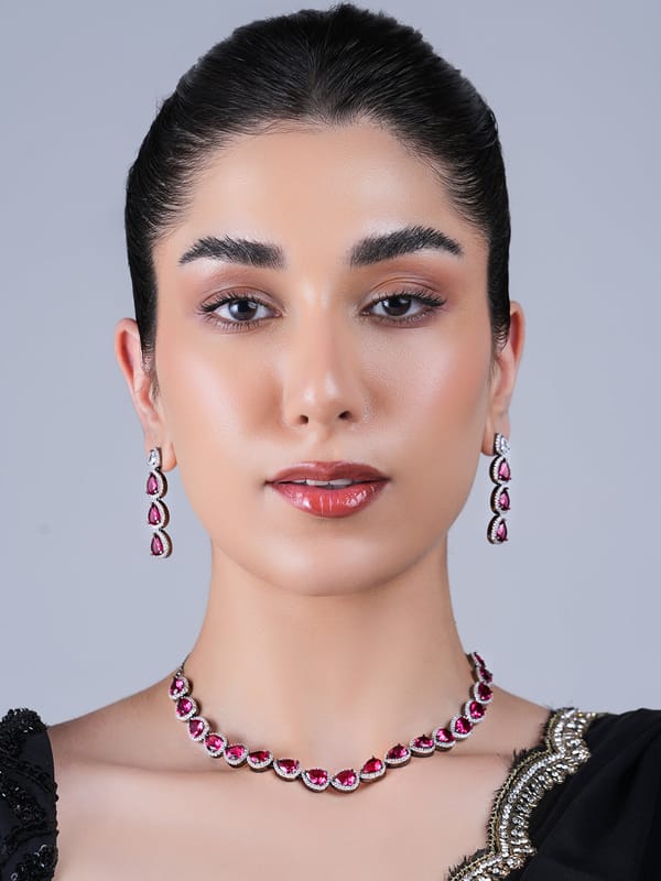 Single Line Black Polish AD Necklace — Cao Jewellery