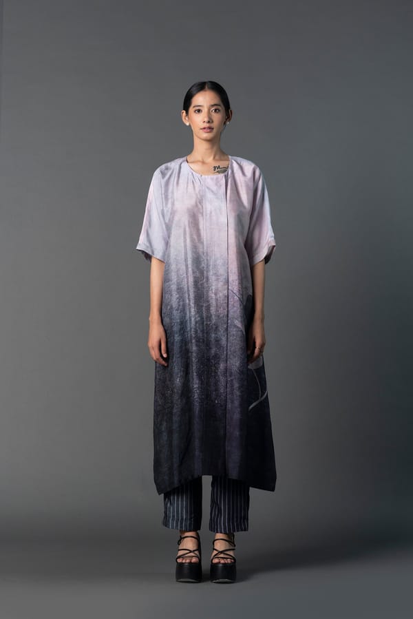 Array Bandhani Soft Greyish Purple Kurta Set — CLOS