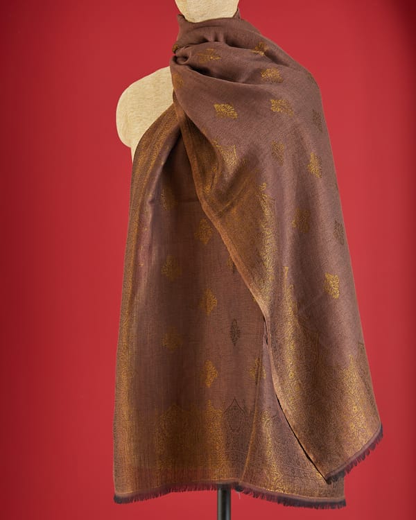 Wool Reversible Zari Stole — Shaza