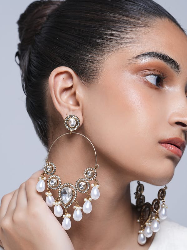 Round Mehendi Polish Kundan Earrings — Cao Jewellery
