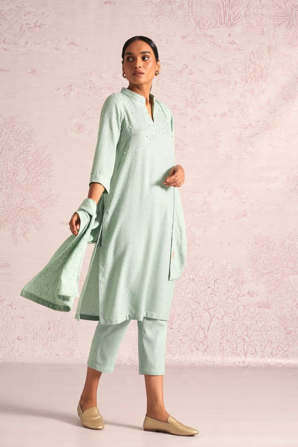 Shimmer Strings Kurta Set With Dupatta — Kaveri