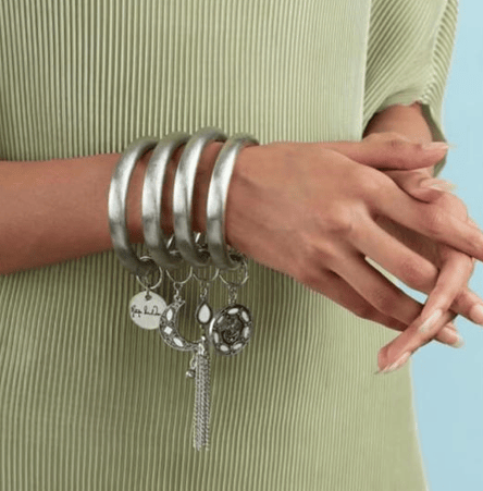 Silver Grinder Bangle Stack Of 4 With Mirror — Ritika Sachdeva