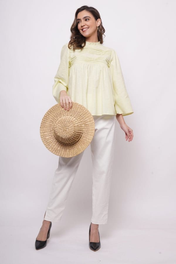 Office Wear Pintuck Mint Green Top — Western Era