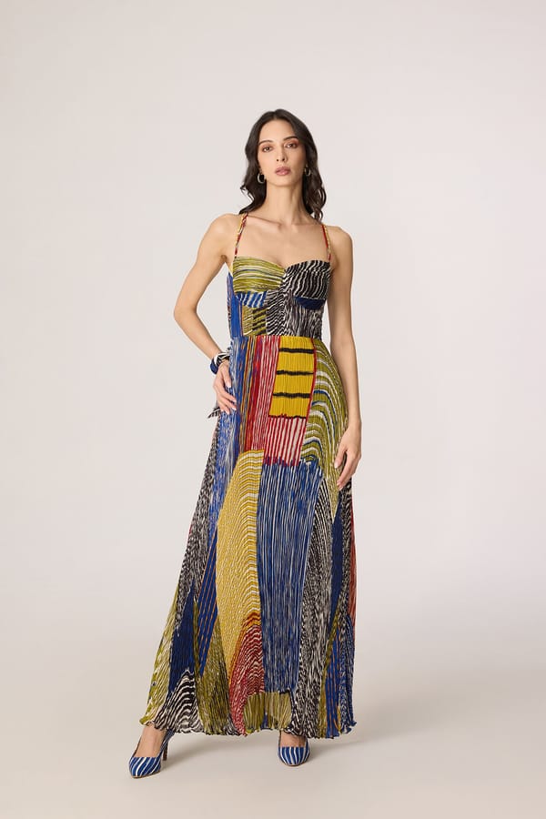Kiara Dress - Abstract Stripe Print — Saaksha and Kinni