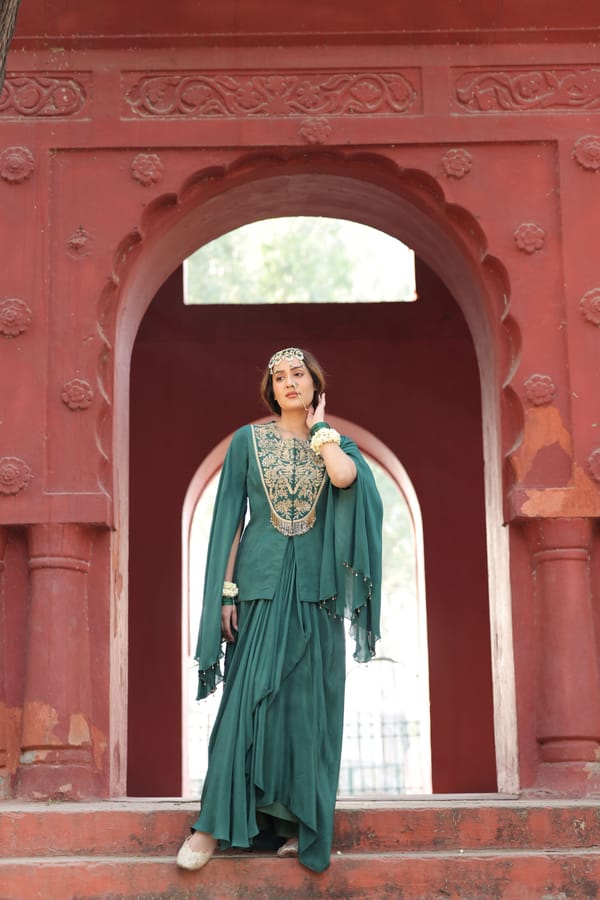 Luxurious Green Jacket Co-Ord Set — Kahani Lush