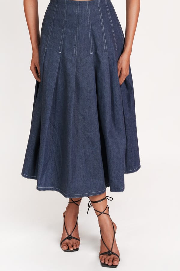 Pleated Denim Skirt — 9899
