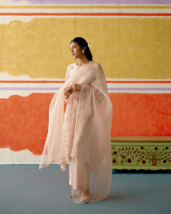 Pankhudi Frill Long Kurta Set — KAPAAS