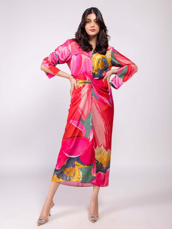Caspia Printed Wrap Skirt Set — POPPI