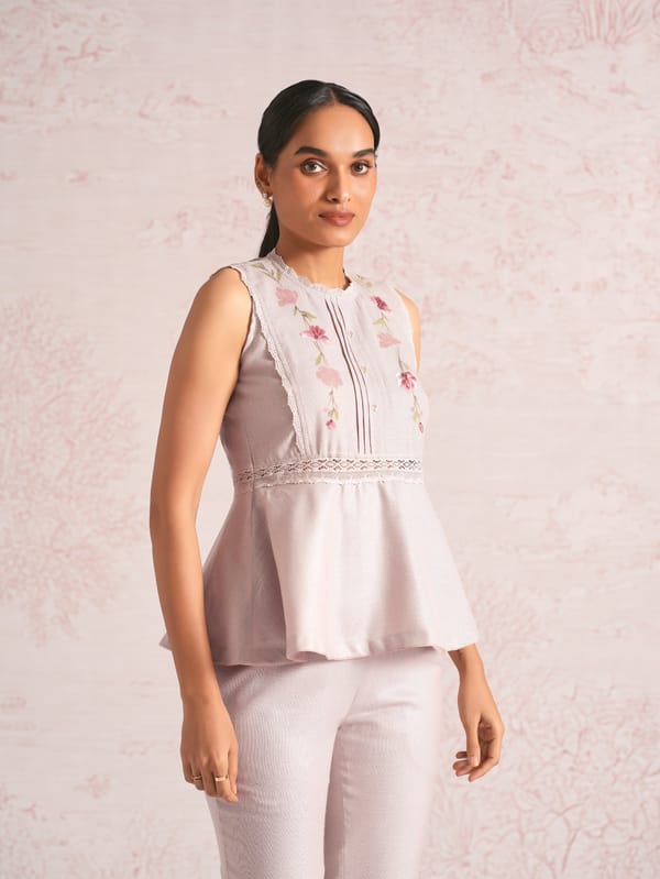 Blush Vines Peplum Top — Kaveri
