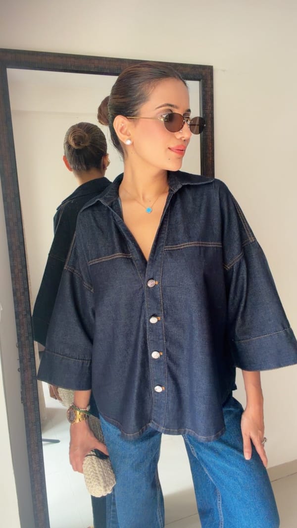 Buttoned Classic Denim Shirt — CLOSET AFFAIR