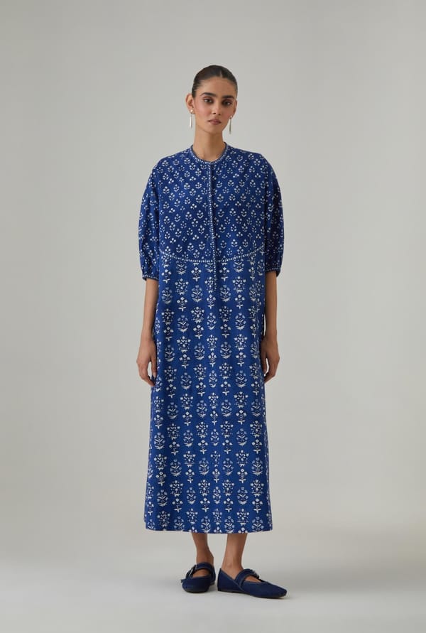 Hand Block Prinred Easy Fit Dress — Upavita