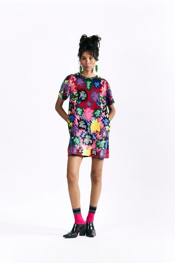 Mosaic Peonies Sequin Dress — Pocketful Of Cherrie