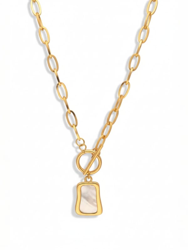 White Shell Square Pendant Necklace — Cao Jewellery