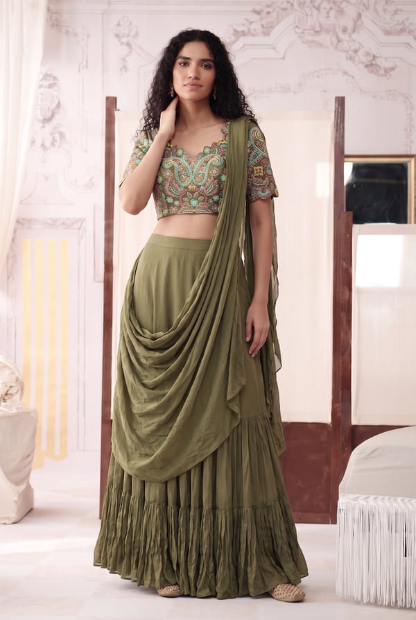 Olive Green Skirt Set — Basanti Kapde aur Koffee