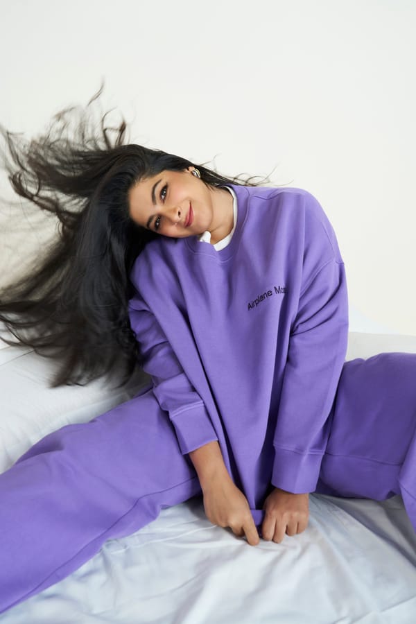 Lavender Cotton Terry Oversized Crewneck Sweatshirt — Necesera