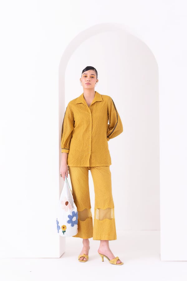 Ochre Textured Dobby Button-Down Shirt — Our Love