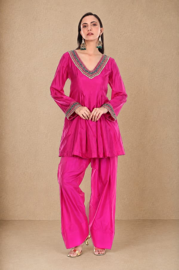 Gulnaar Farshi Set Fuchsia Pink — Rivoshia