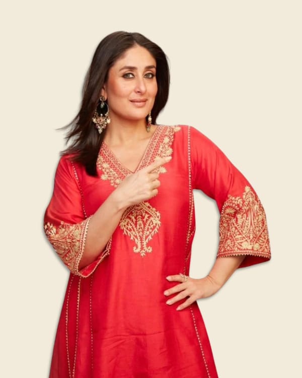 Red Upada Silk Chauga Kurta Set with Gold Embroidery — Sheetal Batra