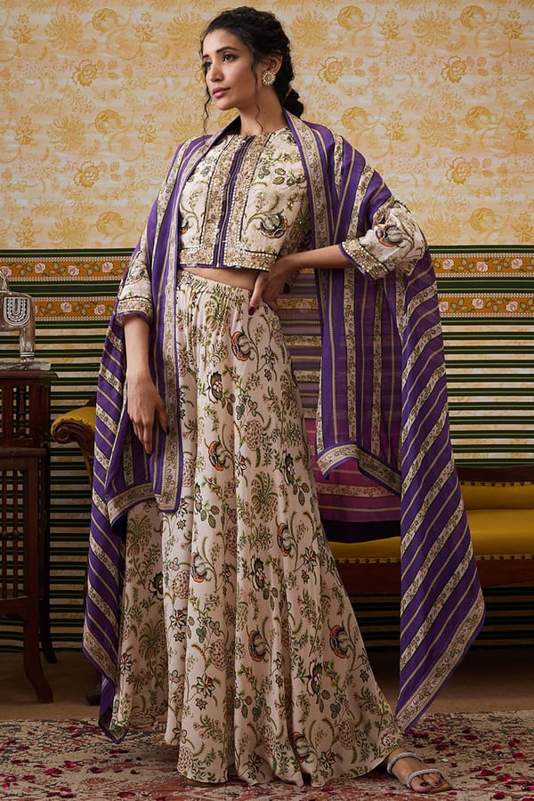 Mehr Printed Co-Ord Set With Cape — SOUP by Sougat Paul