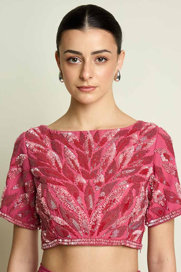 Pastel Pink Embellished Blouse — Aakaar