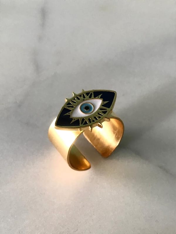 Evil Eye Adjustable Ring — Azga