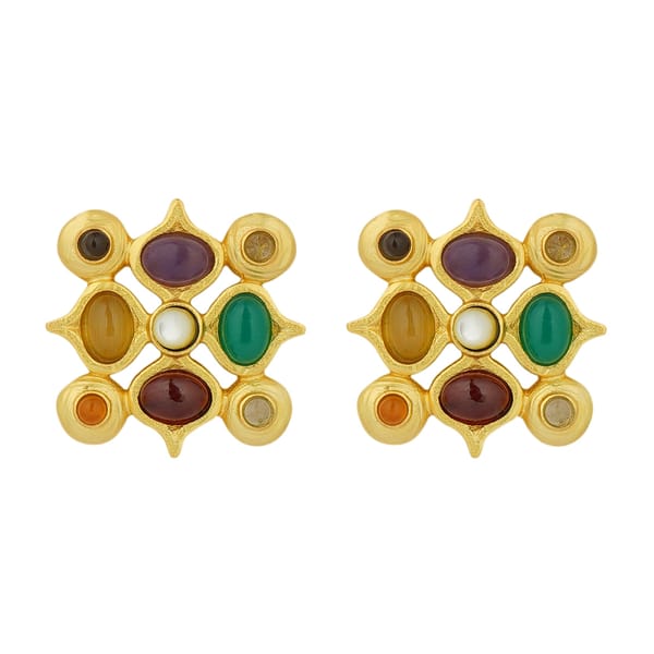 Power of Nine Navratan Stud Earrings — Zariin