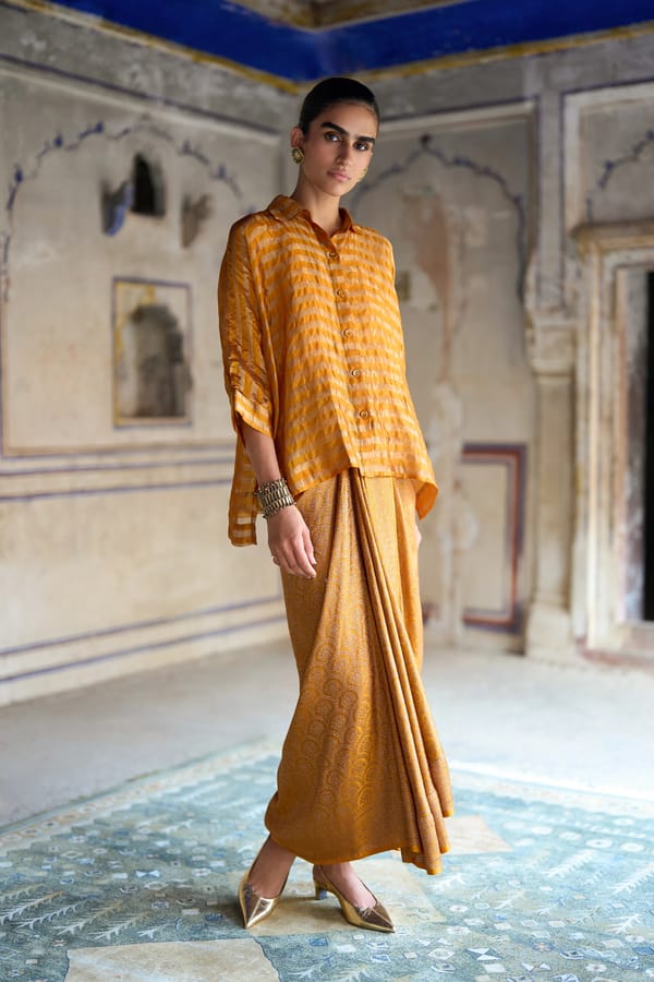 Benares Brocade Drape Skirt — Dash and Dot