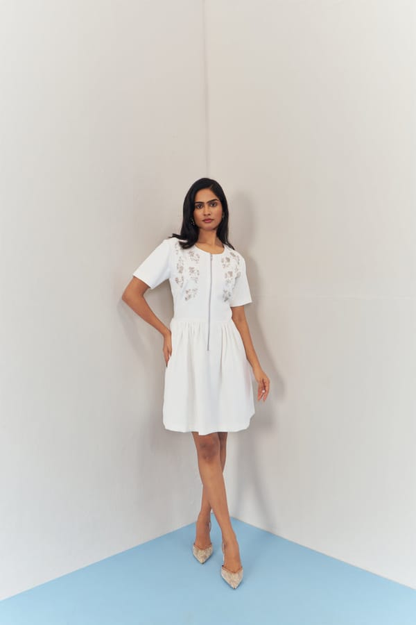 Moonlit Embroidered Dress With Sleeves — HOUSE OF HEATHER
