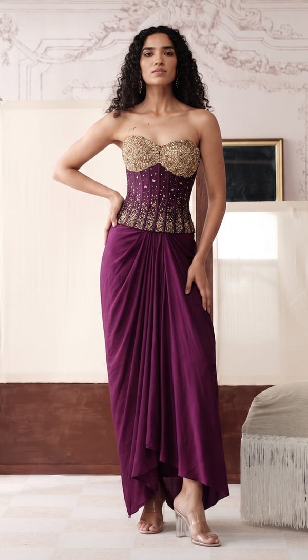The Imperial Noir Corset Saree — Basanti Kapde aur Koffee