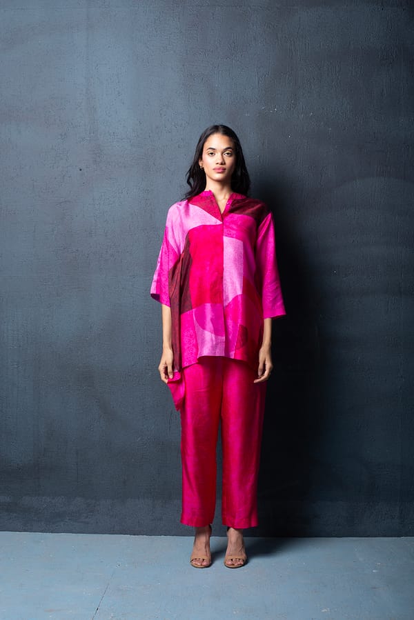 Magenta Pink Dupion Silk Co-ord Set — CLOS