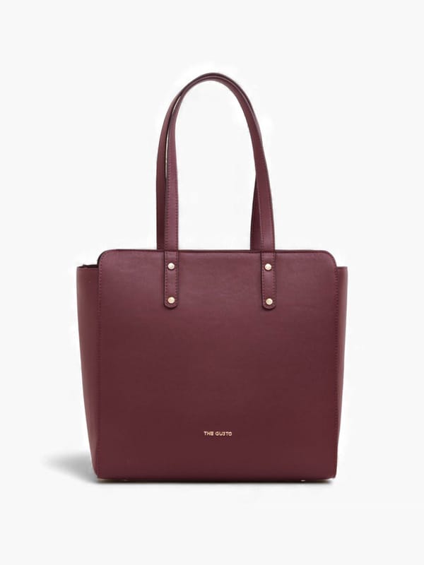 Beyond+ Tote with Zipper Wine (Grained Finish) — The Gusto