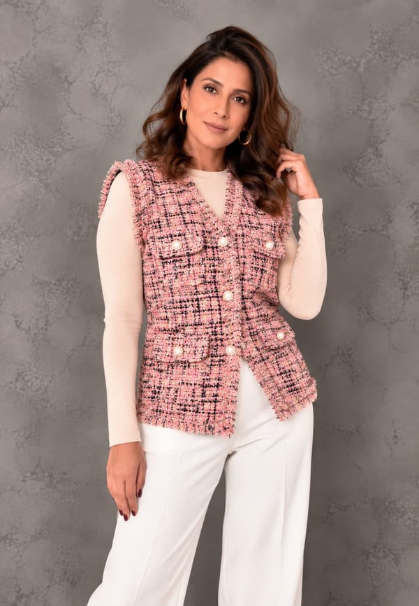 Tweed Frayed Button-Down Vest — CLOSET AFFAIR