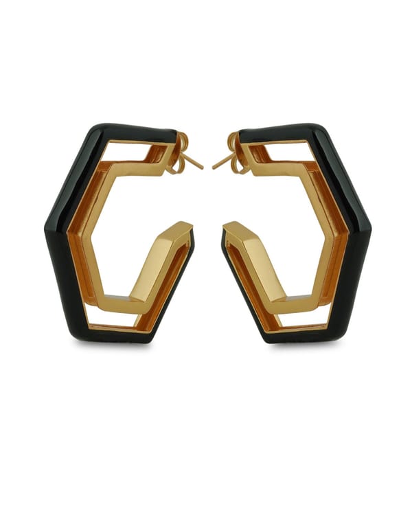 Devine Enamel Gold Earrings — Varnika Arora