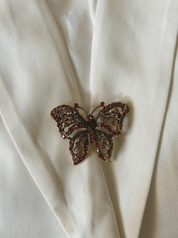 Brown Butterfly Studded Brooch — Amossh